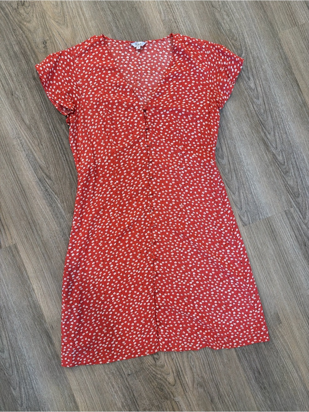 Rails Red Floral V-Neck Button-Front Women's Dress